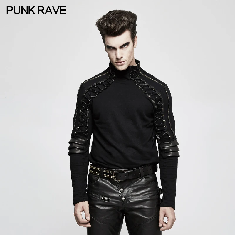 Punk Rave Rock Steampunk Fashion Armor Black Gothic Streetwear Cotton Turtleneck Men's T-shirt T484
Punk Rave Rock Steampunk Fashion Armor Black Gothic Streetwear Cotton Turtleneck Men's T-shirt T484
