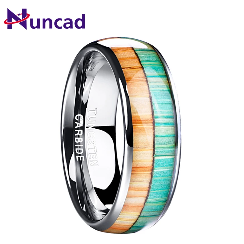 NUNCAD 8MM Width Polished Wood Grain DomeTungsten Carbide Men Ring Inlaid Double Color Orange Green Trend Gift Ring For Male
NUNCAD 8MM Width Polished Wood Grain DomeTungsten Carbide Men Ring Inlaid Double Color Orange Green Trend Gift Ring For Male