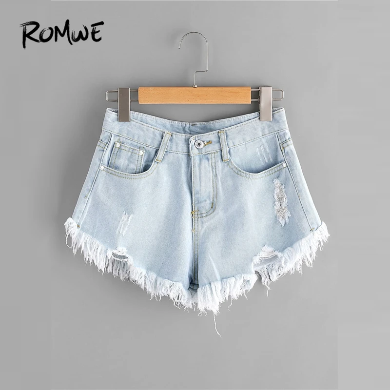 ROMWE Bleach Wash Ripped Frayed Hem Denim Shorts 2019 Blue Women Summer Streetwear Shorts Swish Straight Leg Zipper Shorts
ROMWE Bleach Wash Ripped Frayed Hem Denim Shorts 2019 Blue Women Summer Streetwear Shorts Swish Straight Leg Zipper Shorts