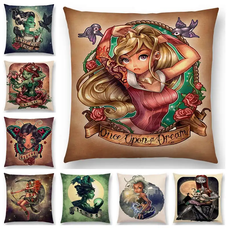 

Newest Cartoon American Heroine Famous ladies Home Decor Cushion Cover 25 Designs Available Pillowcase