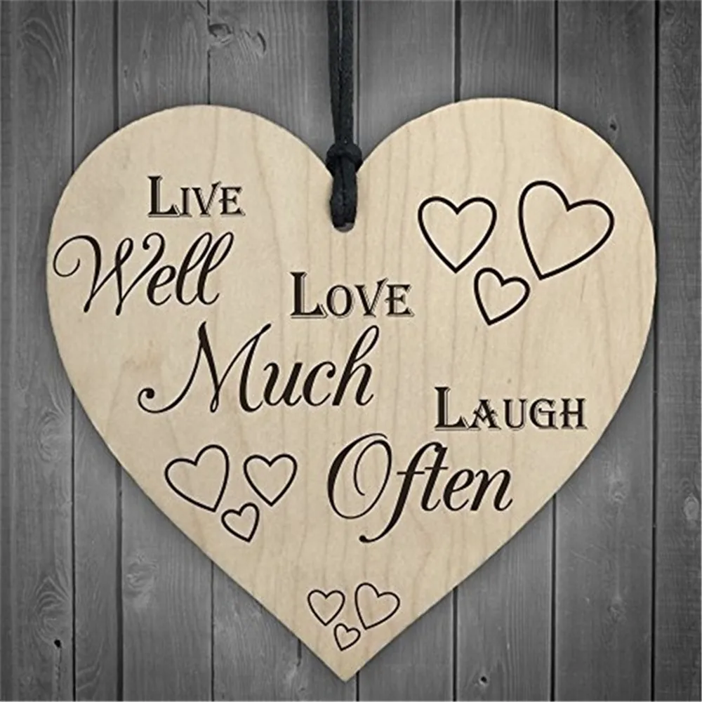 Live Well Love Much Laugh Often Wooden Heart-shaped Wood Crafts Christmas Home DIY Tree Decorations Wine Label Small Pendant
Live Well Love Much Laugh Often Wooden Heart-shaped Wood Crafts Christmas Home DIY Tree Decorations Wine Label Small Pendant