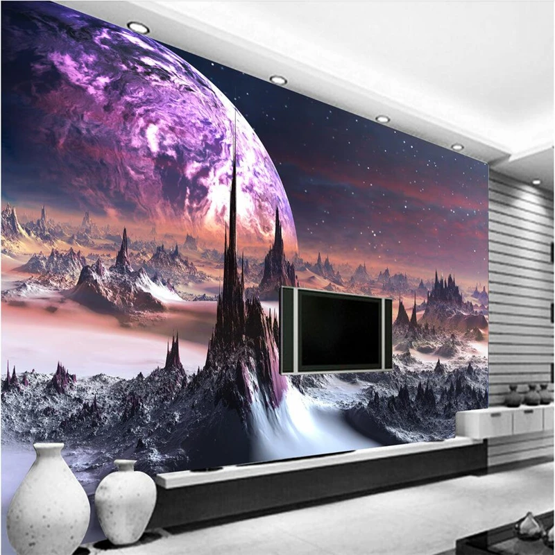 

beibehang Personalized Custom Wallpapers Fantasy Cosmic Starry Mountain TV Backdrop,papel de parede,wallpaper for walls 3 d