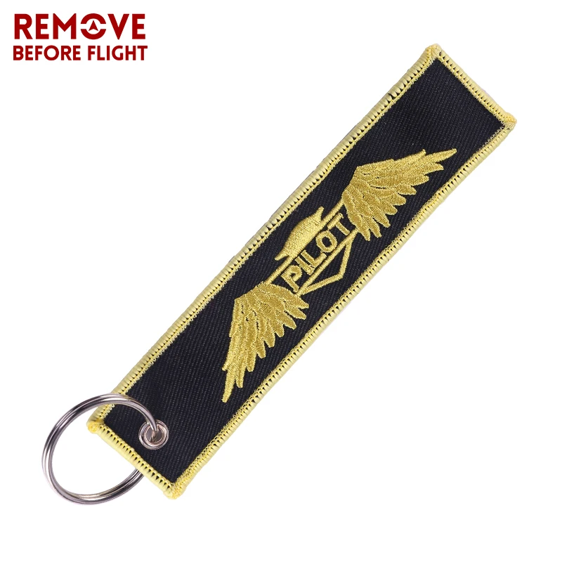 Remove Before Flight Keychain Embroidery Gold-Color Pilot Key Ring Chain for Aviation Gifts OEM Key Chains Aviation Safety1