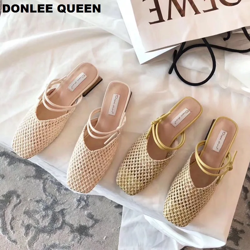 2019 Fashion Cane Weaving Summer Slippers Women Slip On Casual Mule Low Heel Slides Vintage Square Toe Flat Shoe sandalias mujer 
2019 Fashion Cane Weaving Summer Slippers Women Slip On Casual Mule Low Heel Slides Vintage Square Toe Flat Shoe sandalias mujer