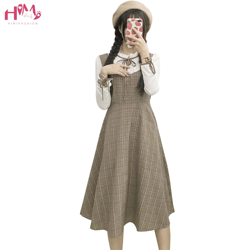 New Fashion Women Vintage Plaid Dress Japanese style Long sleeve Bow Sweet Dress Patchwork A-line Tunic Swing Dresses Vestidos
New Fashion Women Vintage Plaid Dress Japanese style Long sleeve Bow Sweet Dress Patchwork A-line Tunic Swing Dresses Vestidos