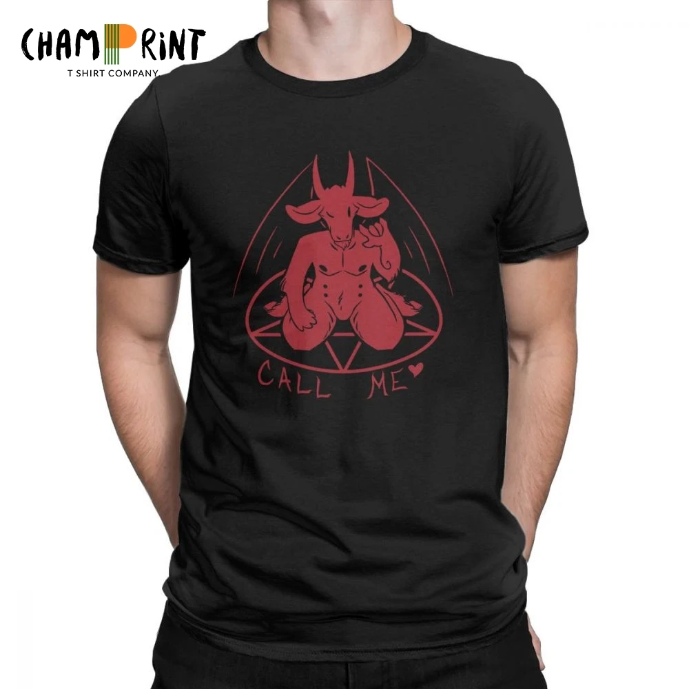 

Men Call Me Baphomet T Shirt Demon Satanic Pure Cotton Clothing Vintage Devil Tee Shirt Printing Occult Pentagram T-Shirts