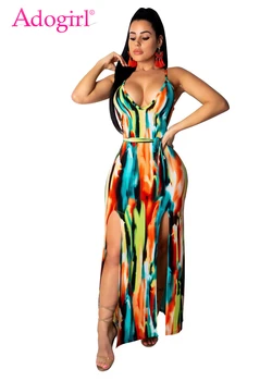 Adogirl Fashion Tie Dye Print Spaghetti Straps Maxi Dress Women Sexy V Neck Backless High Slit Long Summer Beach Dress Vestidos
Adogirl Fashion Tie Dye Print Spaghetti Straps Maxi Dress Women Sexy V Neck Backless High Slit Long Summer Beach Dress Vestidos