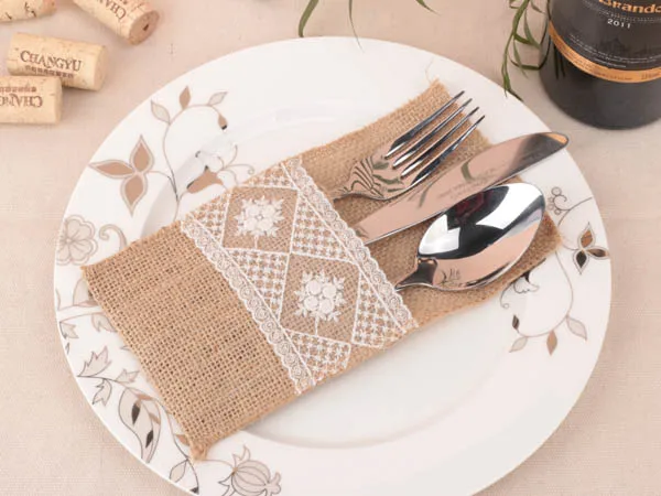 4"x8" Hessian Burlap Lace Wedding Cutlery Holder Pouch Rustic Decorations Favor ( Pack of 50) Birthday Party Decoration
4"x8" Hessian Burlap Lace Wedding Cutlery Holder Pouch Rustic Decorations Favor ( Pack of 50) Birthday Party Decoration