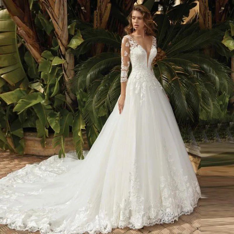 Eightale Boho Wedding Dresses with Sleeves Appliques V-Neck Lace Dubai Bridal Dress Long Train Wedding Gowns vestidos de noiva
Eightale Boho Wedding Dresses with Sleeves Appliques V-Neck Lace Dubai Bridal Dress Long Train Wedding Gowns vestidos de noiva