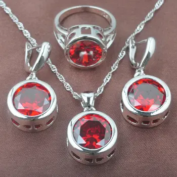 Women's Silver Color Jewelry Sets Round Red Zirconia Wedding Ring Necklace And Earrings Set Party Gift 2020 New TZ0145
Women's Silver Color Jewelry Sets Round Red Zirconia Wedding Ring Necklace And Earrings Set Party Gift 2020 New TZ0145