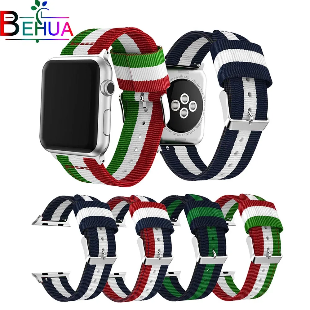 

Sport Nylon Strap For Apple Watch band 44mm 40mm 42mm 38mm Smartwatch Belt bracelet Wriststrap For iWatch Series SE 6 5 4 3 2 1