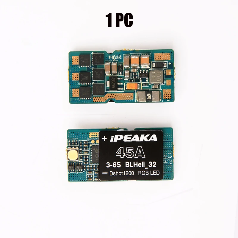 1PC iPeaka Force 32bits 45A ESC BLHeli-S 1200 Dual Mos High Current Electronic Speed Control for RC Drone FPV Quadcopter
1PC iPeaka Force 32bits 45A ESC BLHeli-S 1200 Dual Mos High Current Electronic Speed Control for RC Drone FPV Quadcopter