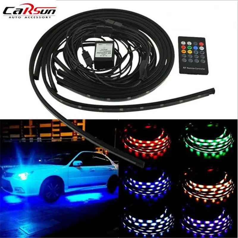 4Pcs 12V Car Invoice Remote Control Atmosphere Strip Light 90cm*120cm 5050SMD Car Auto Decorative Flexible LED Strip Lamp Kit
4Pcs 12V Car Invoice Remote Control Atmosphere Strip Light 90cm*120cm 5050SMD Car Auto Decorative Flexible LED Strip Lamp Kit