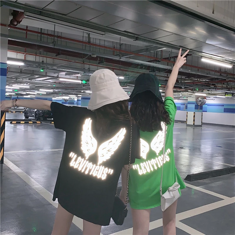 Chic Oversize Women Tshirt Plus Size Angel Wing Refective Luminous Street Style HipHop White Long T shirt Korean Top
Chic Oversize Women Tshirt Plus Size Angel Wing Refective Luminous Street Style HipHop White Long T shirt Korean Top