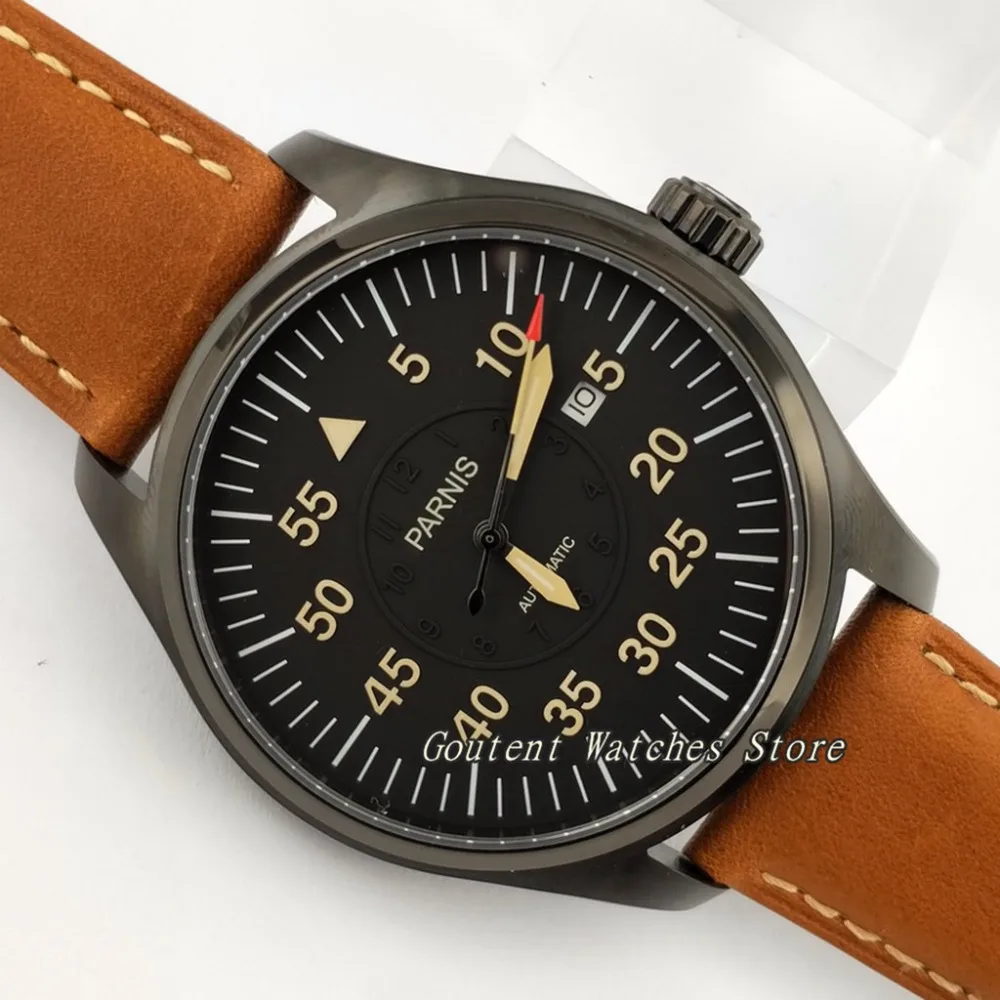 44mm Parnis Black Wristwatch Case Casual Quality Miyota Automatic Movement Men's Watch
44mm Parnis Black Wristwatch Case Casual Quality Miyota Automatic Movement Men's Watch