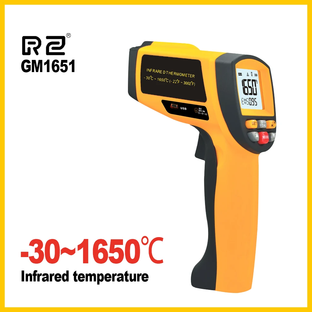 Digital Handheld Gun Non Contact Infrared Thermometer Laser Pyrometer Professional Industrial Temperature Gun GM1651-BENETECH
Digital Handheld Gun Non Contact Infrared Thermometer Laser Pyrometer Professional Industrial Temperature Gun GM1651-BENETECH
