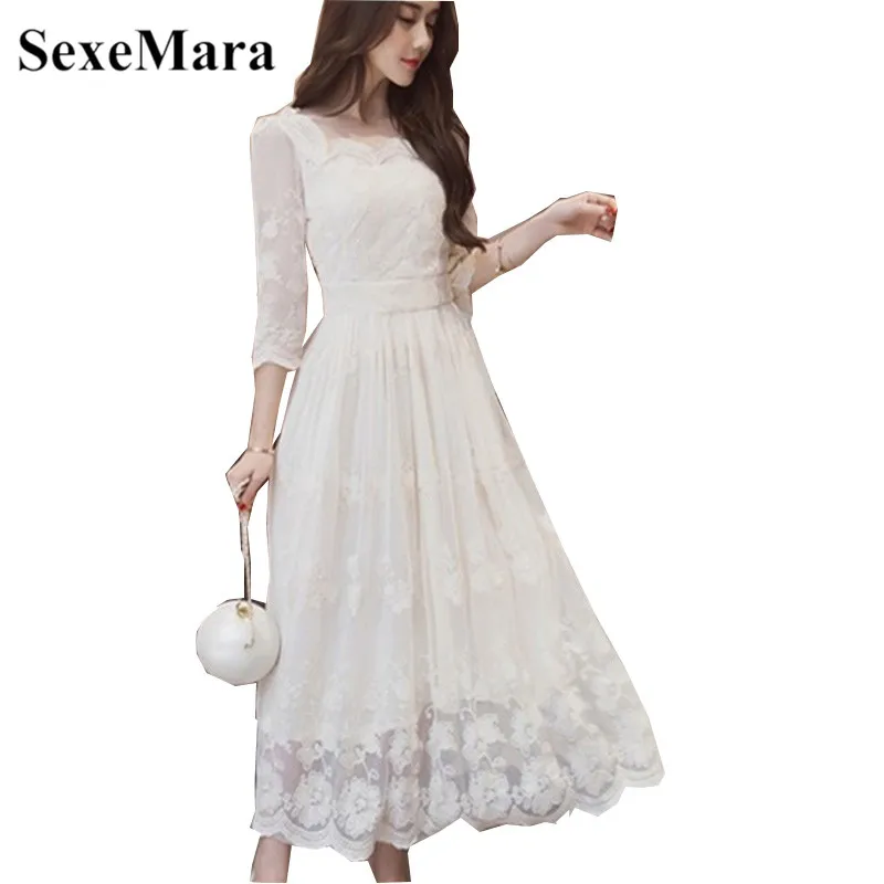 SexeMara 2019 Spring Summer New Women's Korean Large Size Square Collar Casual Long Lace Dress Ladies Temperament Elegant Dress
SexeMara 2019 Spring Summer New Women's Korean Large Size Square Collar Casual Long Lace Dress Ladies Temperament Elegant Dress