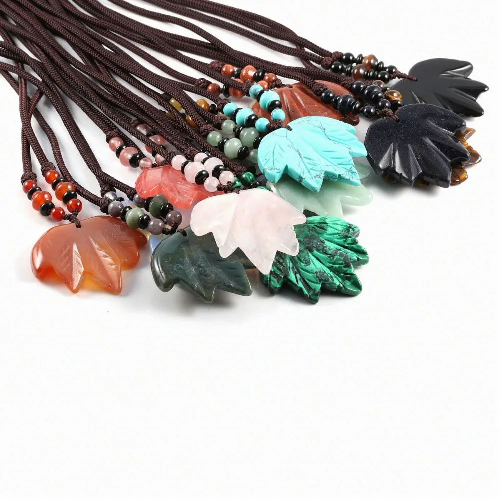 New Design Pendant Necklaces Bohemian Jewelry Natural Stone Maple Leaf Rose Quartzs Matching Stone Pendant Necklaces for Women
New Design Pendant Necklaces Bohemian Jewelry Natural Stone Maple Leaf Rose Quartzs Matching Stone Pendant Necklaces for Women