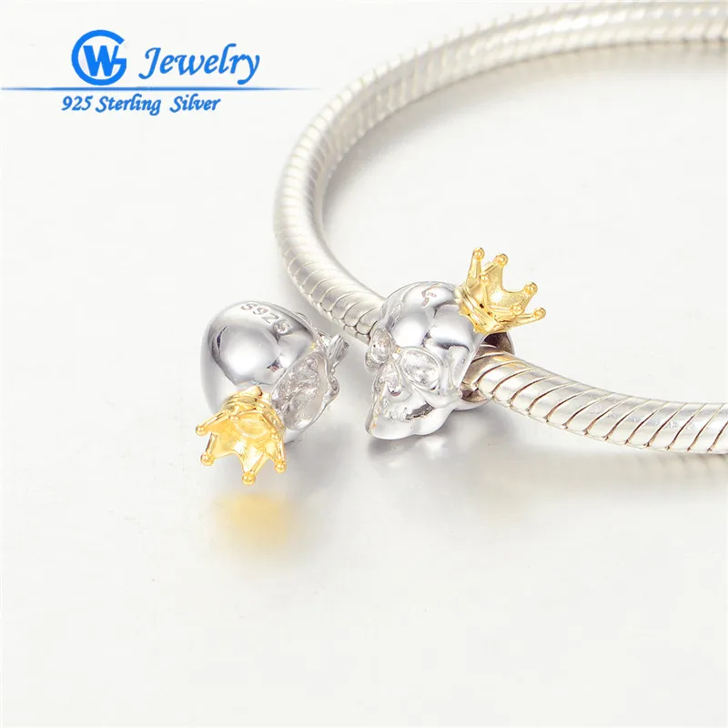 Hot Sale Diy Skull Beads With Gold Crown Sterling Silver Charm Fits For Bracelets & Necklaces For Women GW Jewelry E025H30
Hot Sale Diy Skull Beads With Gold Crown Sterling Silver Charm Fits For Bracelets & Necklaces For Women GW Jewelry E025H30