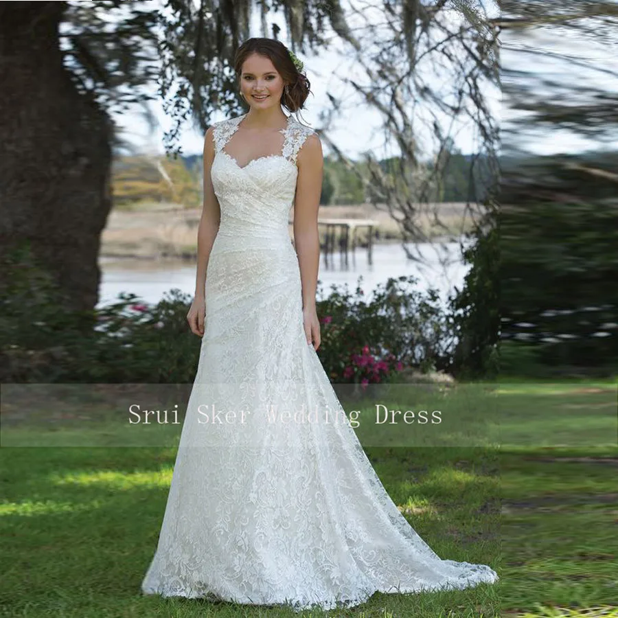 Cap Sleeve Lace Wedding Dress white Gown with Ruched Waistline and Keyhole Back Court Train 2019 New
Cap Sleeve Lace Wedding Dress white Gown with Ruched Waistline and Keyhole Back Court Train 2019 New
