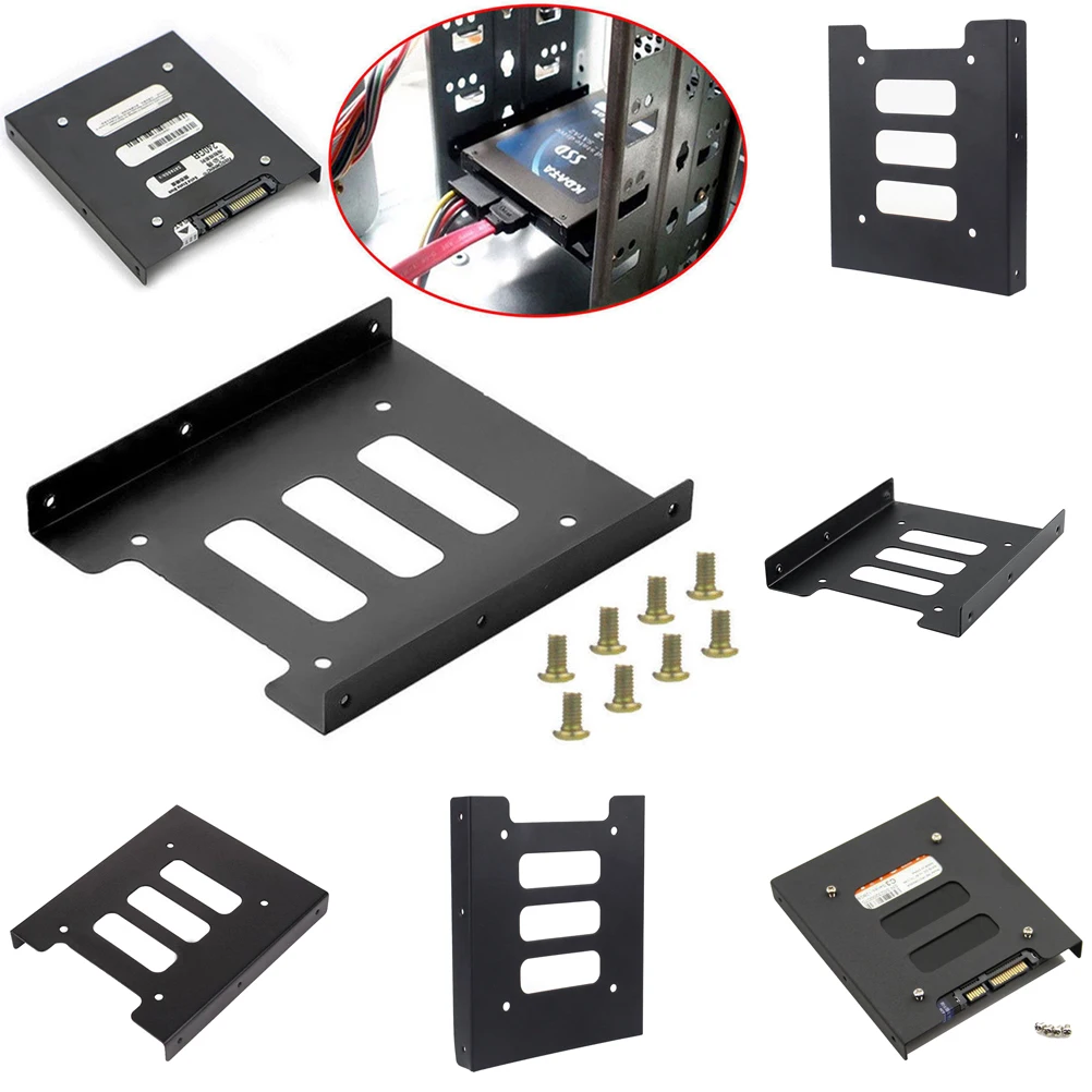 

Useful 2.5 Inch SSD HDD To 3.5 Inch Metal Mounting Adapter Bracket Dock 8 Screws Hard Drive Holder For PC Hard Drive Enclosure