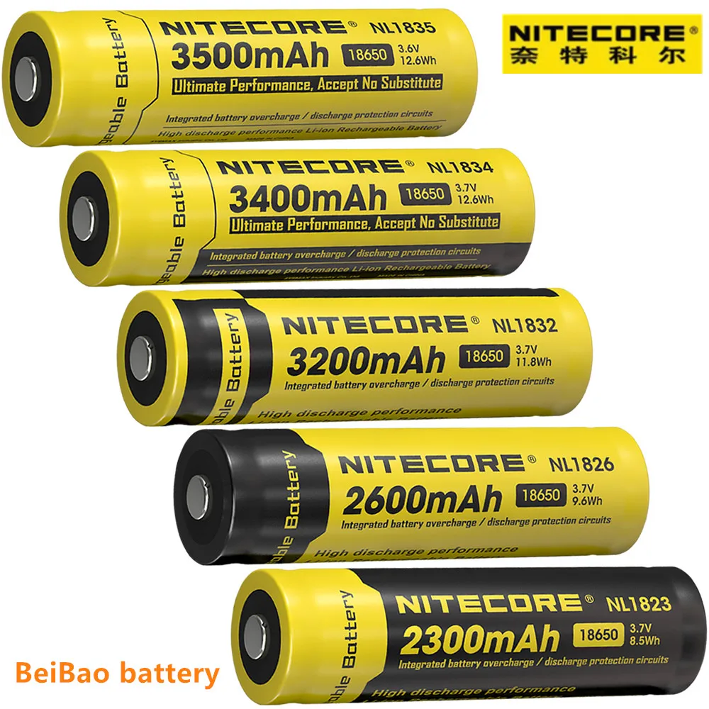 

Original NITECORE NL1823/NL1826/NL1835 18650 battery 3.7V Li-ion Protected Battery Button Top for 18650 Type Flashlights