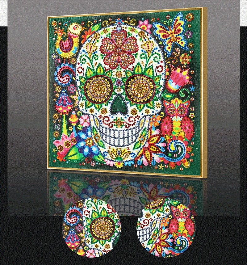 5D DIY Special Shaped Diamond Painting Skull Cross Stitch Mosaic Kits Decor