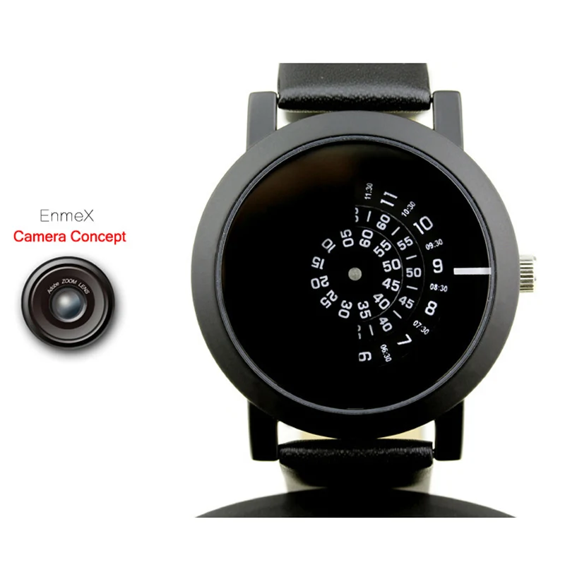 2016 Enmex creative design wristwatch camera concept brief simple design special digital discs hands fashion quartz watches
2016 Enmex creative design wristwatch camera concept brief simple design special digital discs hands fashion quartz watches