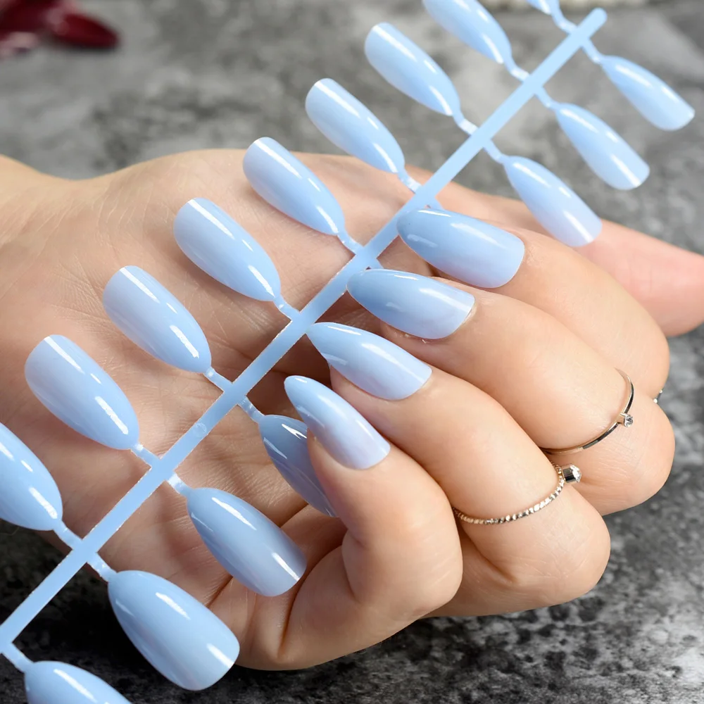 Shiny Sharp Artificial Nails Sky Blue Candy Color Almond Design Kit Fake Stiletto Nail Tips Lady Daily Wear without Glue 545P
Shiny Sharp Artificial Nails Sky Blue Candy Color Almond Design Kit Fake Stiletto Nail Tips Lady Daily Wear without Glue 545P