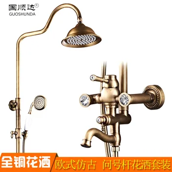 Shower Faucets Antique Rose Gold Finished Shower Set Wall Mounted Crystal Handle Luxury Bathtub Shower Mixer Set AD-8063
Shower Faucets Antique Rose Gold Finished Shower Set Wall Mounted Crystal Handle Luxury Bathtub Shower Mixer Set AD-8063