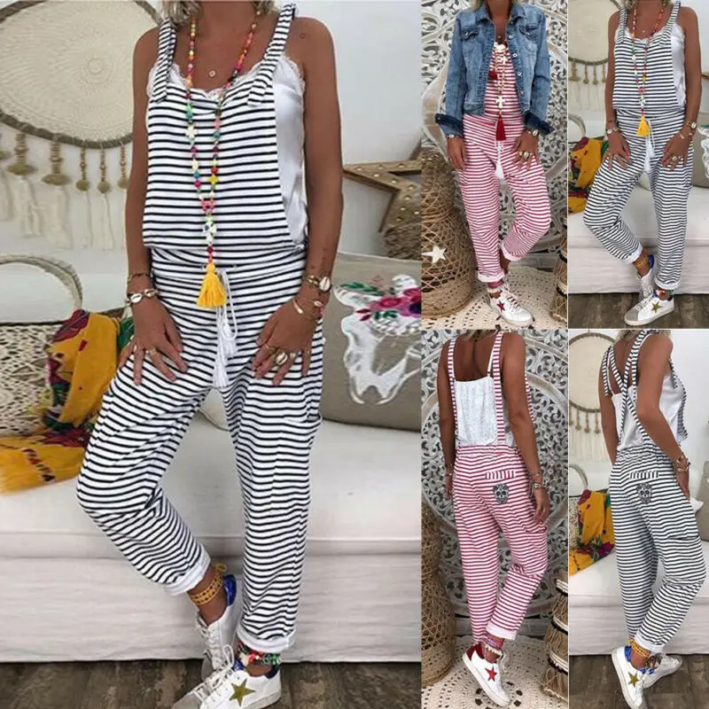 2019 Women Dungarees Harem Strap Pant Loose Jumpsuit Baggy Striped Trousers Overalls
2019 Women Dungarees Harem Strap Pant Loose Jumpsuit Baggy Striped Trousers Overalls