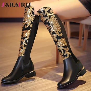 SARAIRIS New Fashion Genuine Leather Bling Zip Increasing Wide Low Heels Shoes Woman Casual Party Winter Spring Knee High Boots
SARAIRIS New Fashion Genuine Leather Bling Zip Increasing Wide Low Heels Shoes Woman Casual Party Winter Spring Knee High Boots