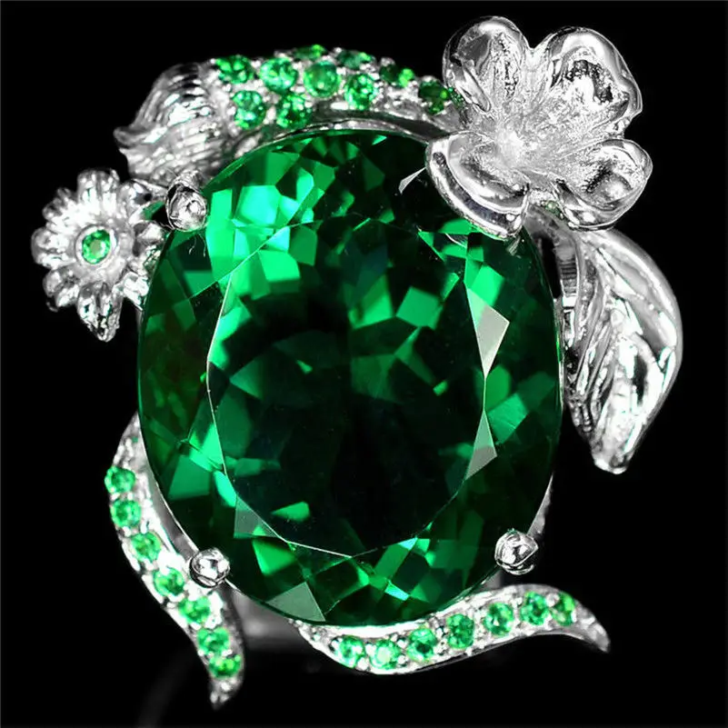 Hyperbole Green Oval Crystal Zircon Rings Creative Unique Flower Women Rings with Big Stone Banquet Party Jewelry bague femme
Hyperbole Green Oval Crystal Zircon Rings Creative Unique Flower Women Rings with Big Stone Banquet Party Jewelry bague femme
