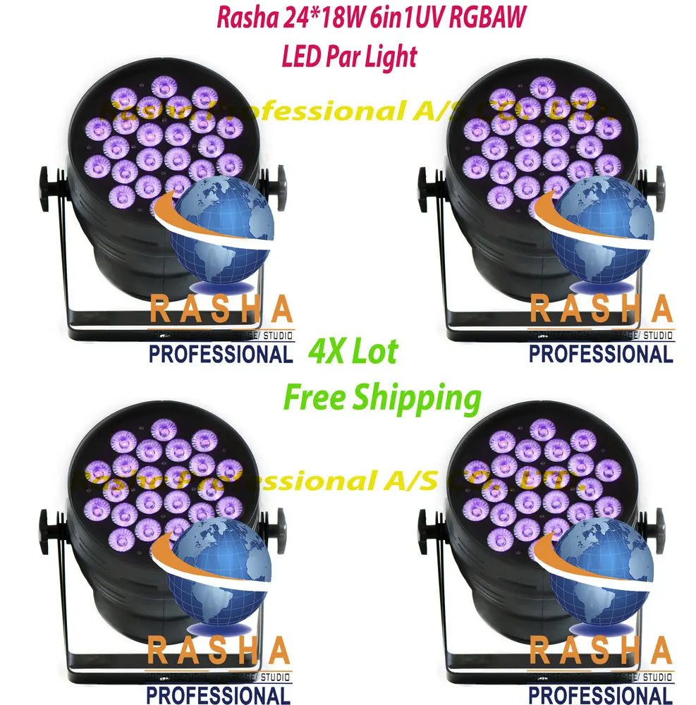 4X LOT Big Sale Rasha High Brightness 24pcs*18W 6in1 RGBAW+UV LED Par Can LED Par Light LED Par64 For Stage Light Productions
4X LOT Big Sale Rasha High Brightness 24pcs*18W 6in1 RGBAW+UV LED Par Can LED Par Light LED Par64 For Stage Light Productions