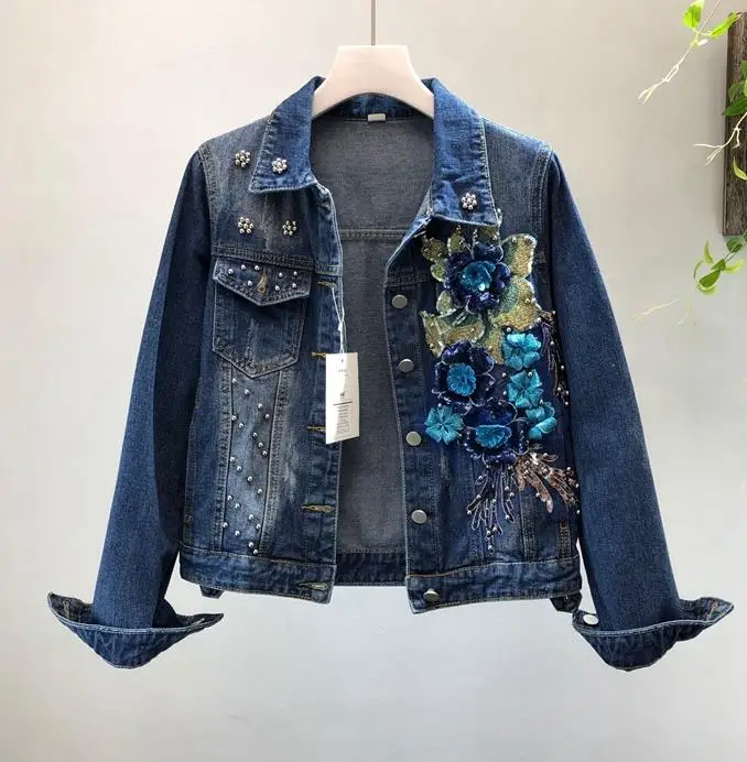 2018 New Spring Autumn Women's Bead Sequins Stereo Flowers Embroidered Short Cowboy Jacket Blue Denim Coat Students Jeans Coat
2018 New Spring Autumn Women's Bead Sequins Stereo Flowers Embroidered Short Cowboy Jacket Blue Denim Coat Students Jeans Coat
