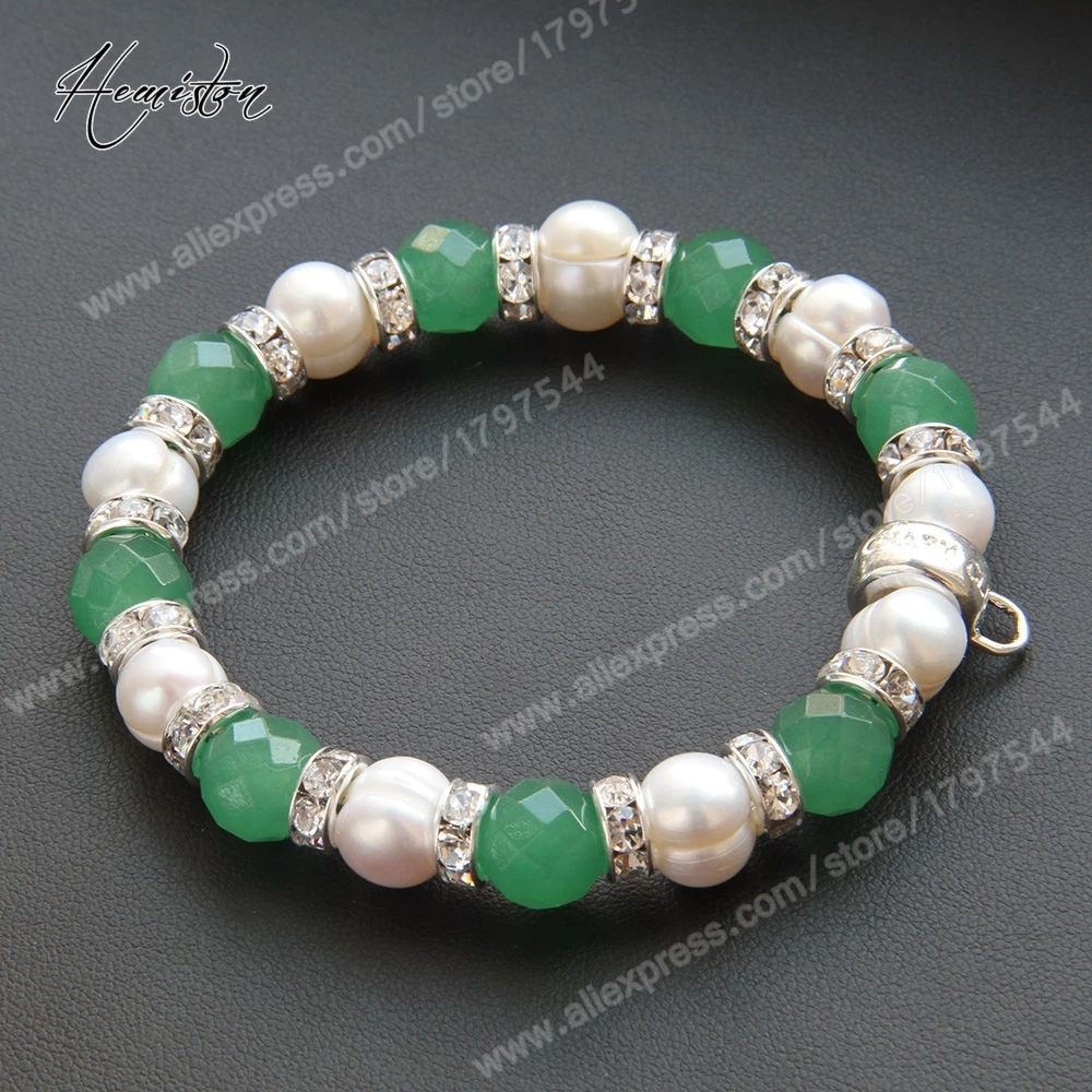 Thomas Green Agate Bead, Freshwater Pearl, Rhinestone Bead Bracelet with a Branded Charm Carrier, Jewelry for Women TS B905
Thomas Green Agate Bead, Freshwater Pearl, Rhinestone Bead Bracelet with a Branded Charm Carrier, Jewelry for Women TS B905