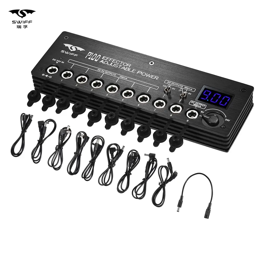 SWIFF Mini Guitar Effect Power Supply Station 9 Isolated DC Outputs 9V 12V Adjustable Voltage 9-24V for Guitar Effects
SWIFF Mini Guitar Effect Power Supply Station 9 Isolated DC Outputs 9V 12V Adjustable Voltage 9-24V for Guitar Effects