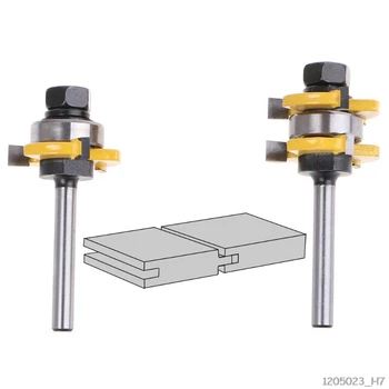 2pcs 1/4 Inch Shank Tongue Groove Joint Assembly Router Bit Set 3 Teeth T Shape Tenon Carpentry Woodwork Cutter Tools
2pcs 1/4 Inch Shank Tongue Groove Joint Assembly Router Bit Set 3 Teeth T Shape Tenon Carpentry Woodwork Cutter Tools