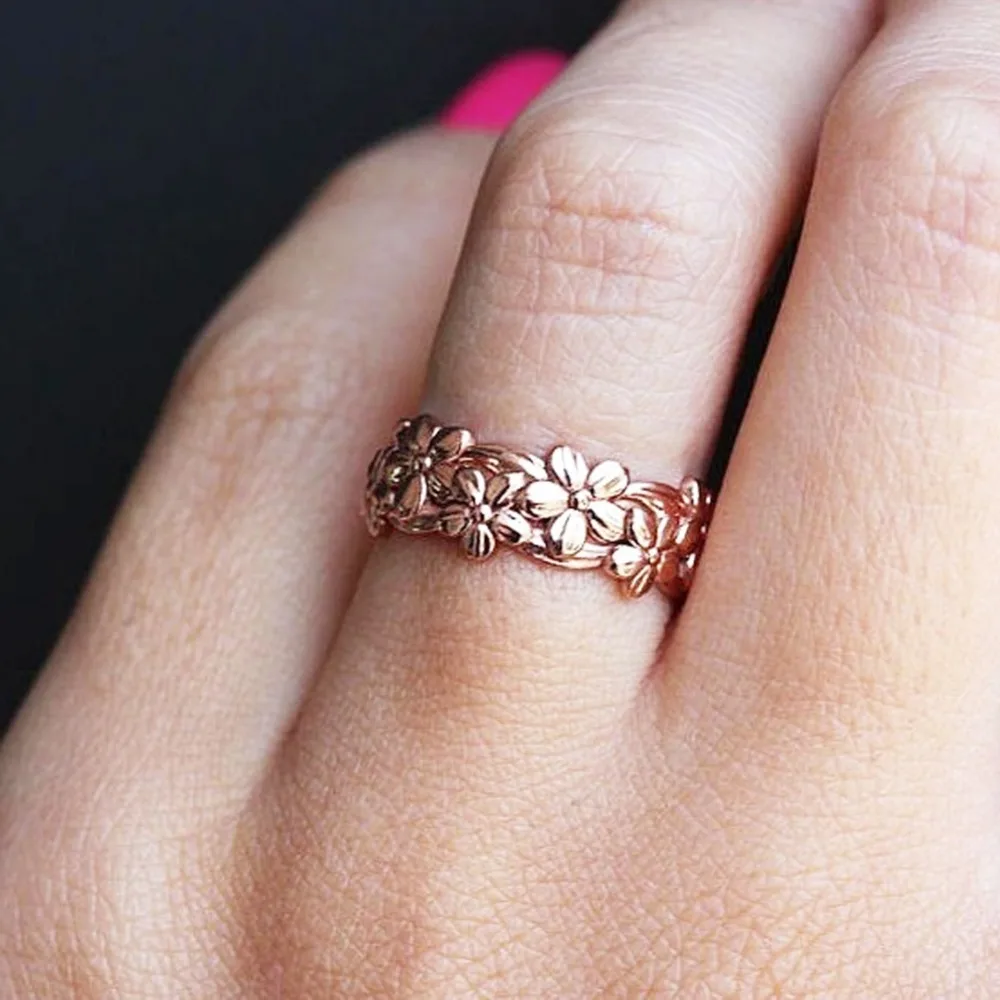 Женское кольцо с цветком розового золота сливы и вишни ювелирные изделия подарок