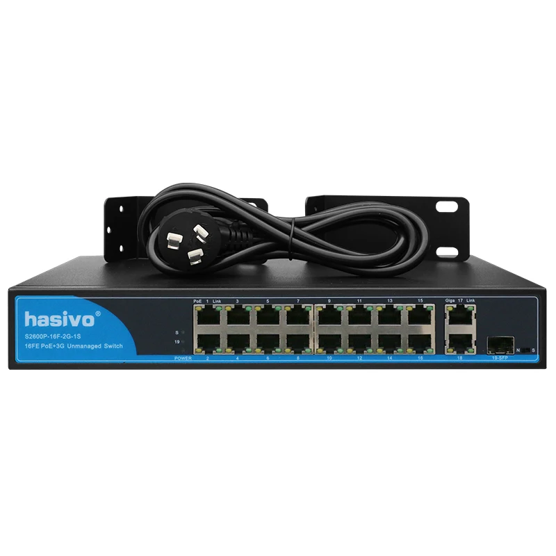16 рое переключатель портов для ip камеры с 2 портами 1000 м 1 порт SFP POE Ethernet коммутатор