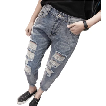 5xl plus big size jeans panty women spring summer style autumn 2018 feminina hole loose thin denim pants female A5140
5xl plus big size jeans panty women spring summer style autumn 2018 feminina hole loose thin denim pants female A5140