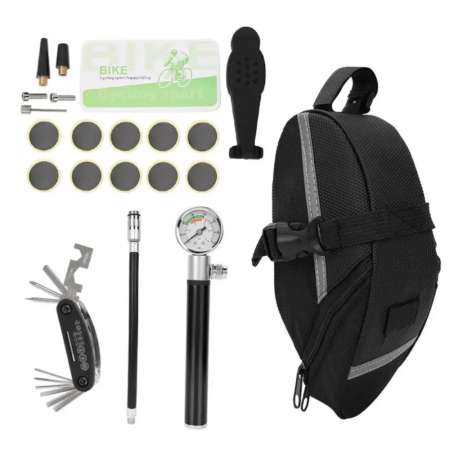 Bike Tool Set Bag Bike Pump Tire Patches Tire Repair Box Bag with Multifunctional 16-in-1 Tool Bike Repair Tool Set
Bike Tool Set Bag Bike Pump Tire Patches Tire Repair Box Bag with Multifunctional 16-in-1 Tool Bike Repair Tool Set