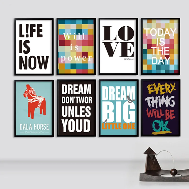 Modern Quotes Inspiring Canvas Paintings Nursery Wall Art Pop Posters Prints Nordic Picture Kids Living Room Home Decor Frameles | Дом и сад