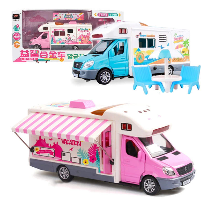 1:32 Alloy simulation RV car travel recreational vehicl with Sound and Light Tourism Beach Chair play house
1:32 Alloy simulation RV car travel recreational vehicl with Sound and Light Tourism Beach Chair play house