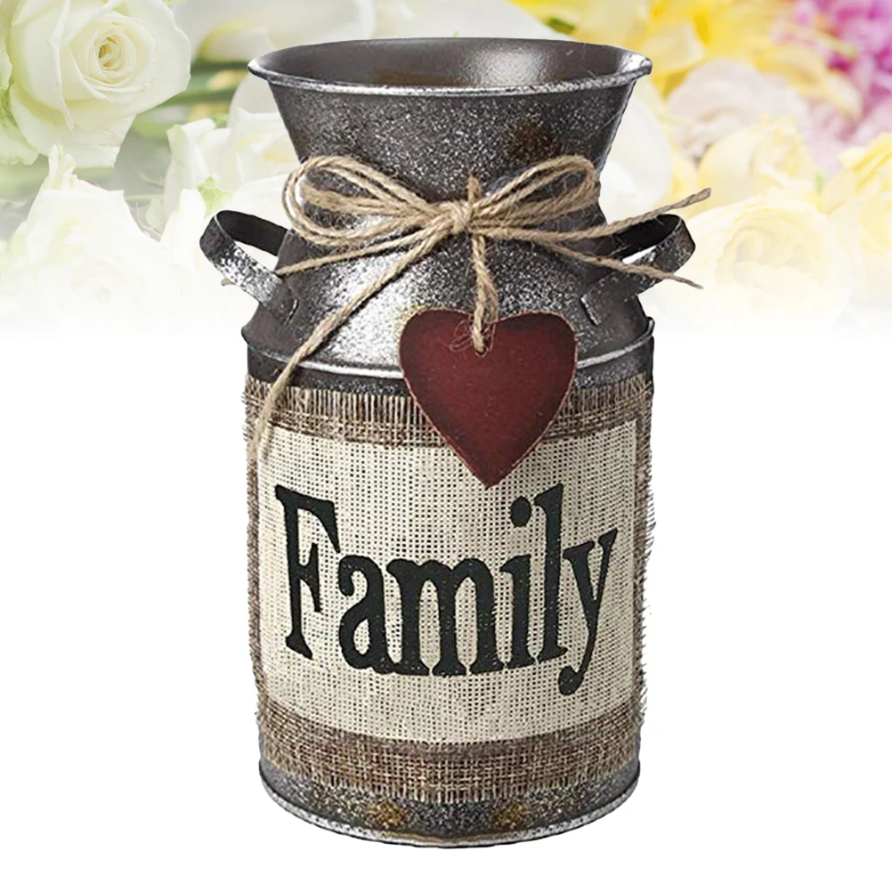 Home Decor Rustic Decorative Vase with Greetings and Rope Design Metal Milk Can Country Jug for Living Room, Bedroom, Kitchen
Home Decor Rustic Decorative Vase with Greetings and Rope Design Metal Milk Can Country Jug for Living Room, Bedroom, Kitchen