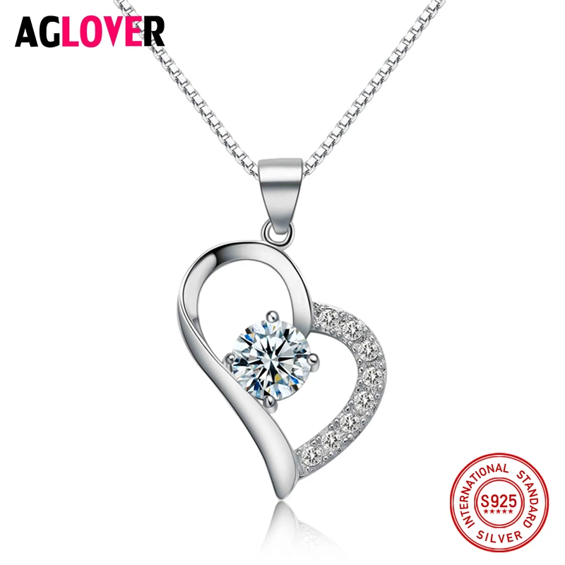 AGLOVER 925 Sterling Silver Bridesmaid Gift CZ Heart Pendant&Chain 2018 Mother's Day Gift Women Jewelry Necklace
AGLOVER 925 Sterling Silver Bridesmaid Gift CZ Heart Pendant&Chain 2018 Mother's Day Gift Women Jewelry Necklace