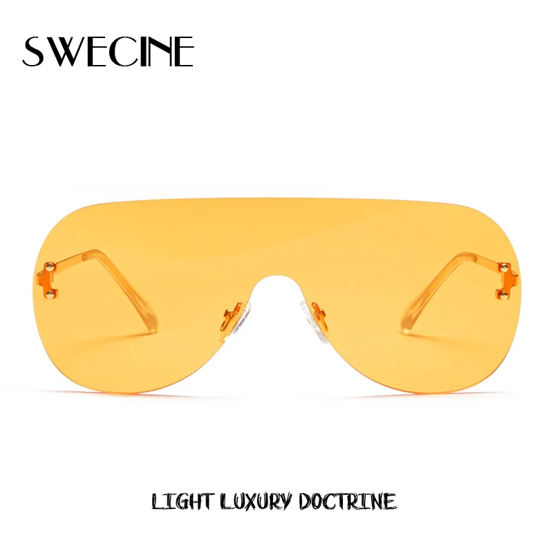 SWECINE Fashion Shield Sunglasses Women Marine Color Lens One-piece Sunglasses Men's Brand Design Frameless Glasses Oculos UV400
SWECINE Fashion Shield Sunglasses Women Marine Color Lens One-piece Sunglasses Men's Brand Design Frameless Glasses Oculos UV400