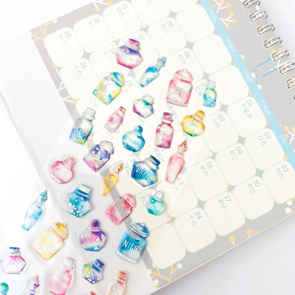 1 Sheet Magical Colorful Bottle Crystal DIY Stickers Decorative Scrapbooking Diary Album Stick Label Student supply Kids Gift
1 Sheet Magical Colorful Bottle Crystal DIY Stickers Decorative Scrapbooking Diary Album Stick Label Student supply Kids Gift