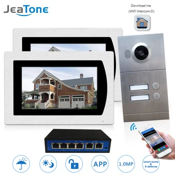 

WIFI IP Video Door Phone Intercom System Wireless Video Doorbell 7'' Touch Screen for 2 Floor Apartment/8 Zone Alarm Support iOS