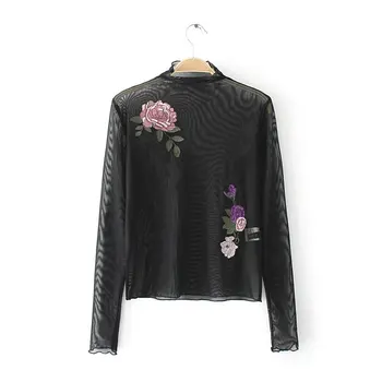 2017 new women embroidery appliques pullover black blouses women sexy transparent roupas femininas blusas slim shirt LS1084
2017 new women embroidery appliques pullover black blouses women sexy transparent roupas femininas blusas slim shirt LS1084